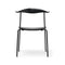 CH88T Dining Chair  option Beech Soft Black / Black Powder Coated Steel