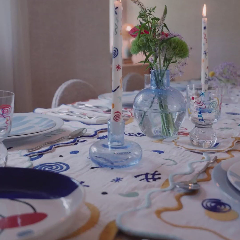 Celestial Embroidered Linen Runner