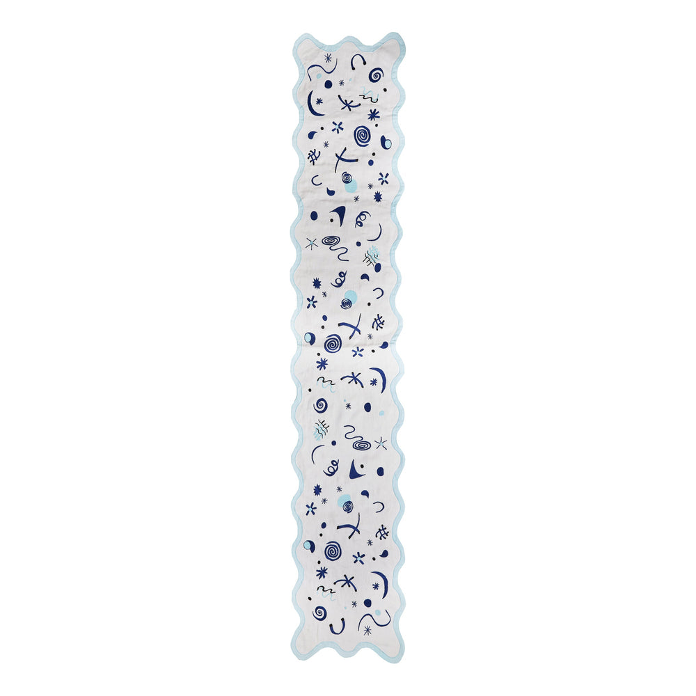 Celestial Embroidered Linen Runner