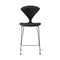 Stool with Chrome Base - Upholstered Seat  option Classic Ebony (Ebonized Walnut)