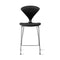 Stool with Chrome Base - Upholstered Seat  option Ebony Lacquer