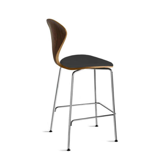 Stool with Chrome Base - Upholstered Seat