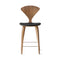 Stool with Wood Base - Upholstered Seat  option Natural Walnut