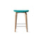 Under Counter Upholstered Wood Stool  option Spinneybeck Leather Sabrina Spring Azure