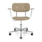 Co Fully Upholstered Task Chair with Armrest  option 02 - Audo Boucle Beige / Polished Aluminum with Natural Oak Arm