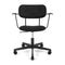 Co Fully Upholstered Task Chair with Armrest  option 1001 - Sierra Black Leather / Black with Dark Stained Oak Arm