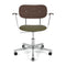 Co Seat Upholstered Task Chair with Armrest  option 0441 - Sierra Army Leather / Polished Aluminum with Dark Stained Oak Arm and Back