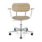 Co Seat Upholstered Task Chair with Armrest  option 02 - Audo Boucle Beige / Polished Aluminum with Natural Oak Arm and Back