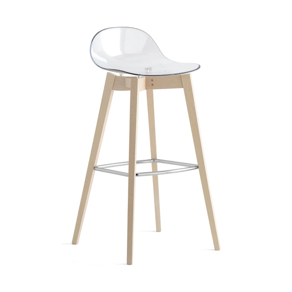 Academy Low Back Stool with Wood Base