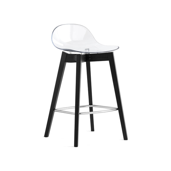 Academy Low Back Stool with Wood Base
