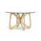 Butterfly Round Glass Top Table  option Natural Oak