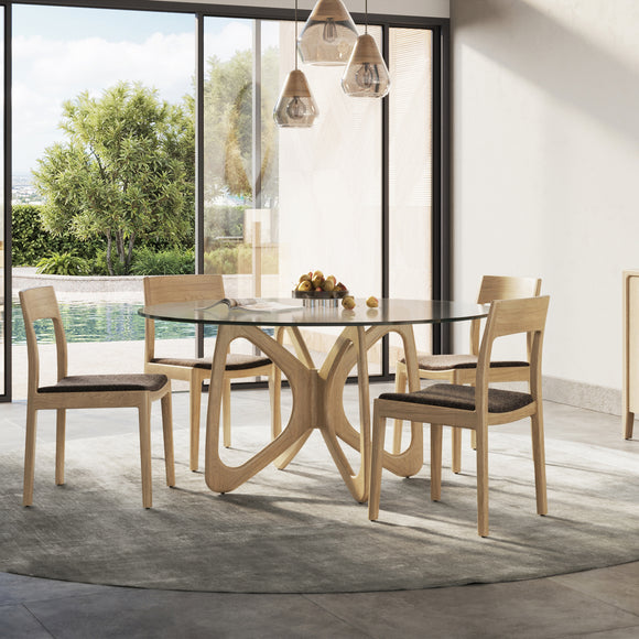 Butterfly Round Glass Top Table