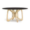 Butterfly Round Sintered Stone Table  option Natural Oak