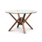 Exeter Round Glass Top Table  option Natural Walnut