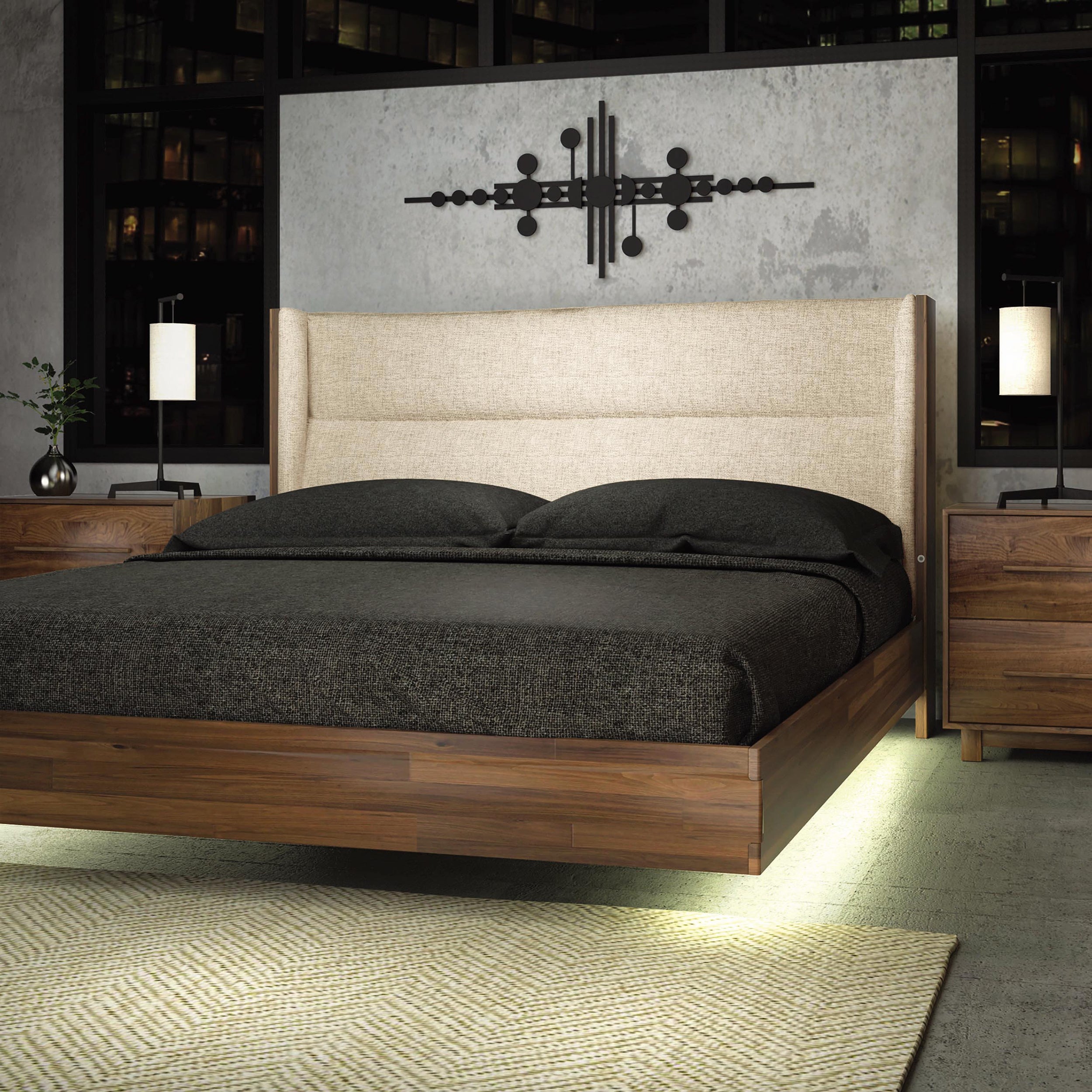 Copeland Furniture Sloane Upholstered Wingback Bed - Thumbnail 2