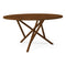 Baton Round Fixed Top Dining Table  option Saddle Cherry