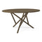 Baton Round Fixed Top Dining Table  option Taupe Oak