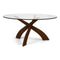 Entwine Glass Top Chat Height Table  option Saddle Cherry