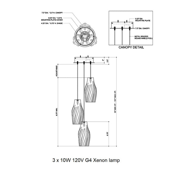 Posh Round Multi Light Pendant Light