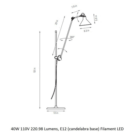Lampe Gras N°215 Floor Lamp