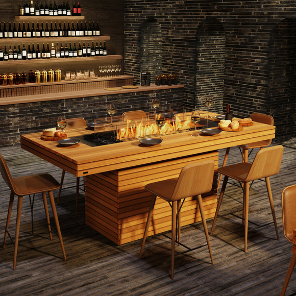 Gin 90 Teak Bar Fire Table Set