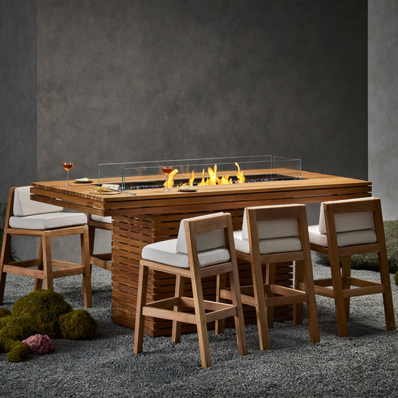 Gin 90 Teak Bar Fire Table Set