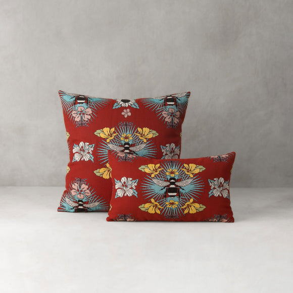 Tropical Bee Outdoor Pillow