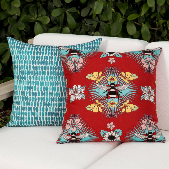Tropical Bee Outdoor Pillow