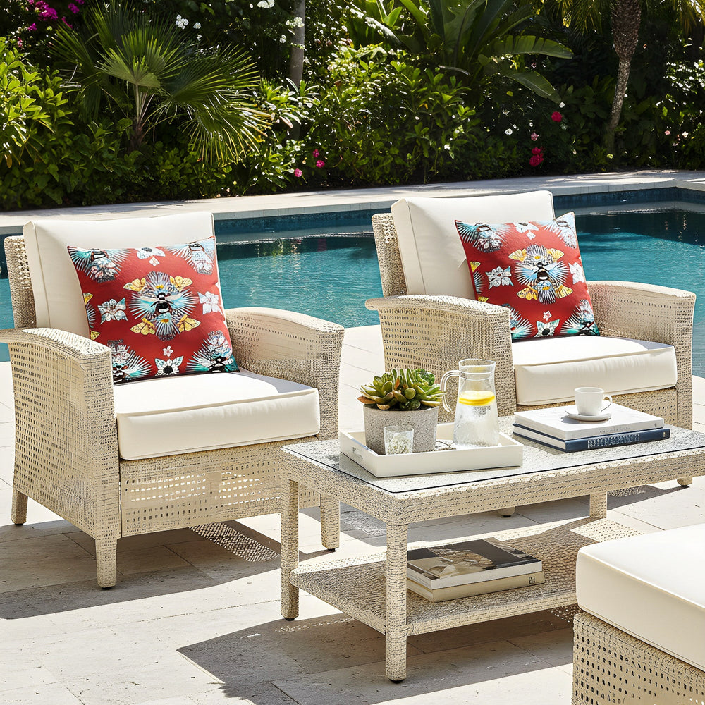 Tropical Bee Outdoor Pillow