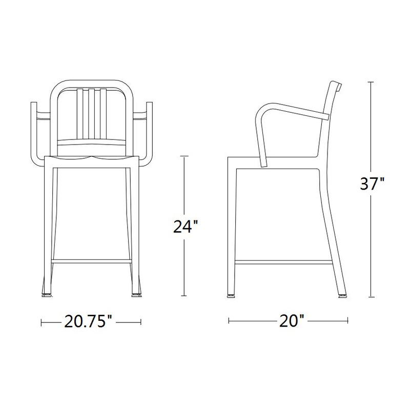 Navy Bar and Counter Stool with Arms