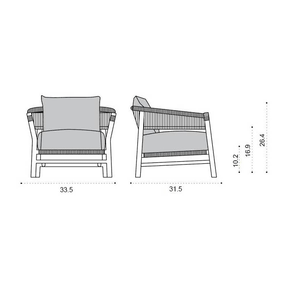 Kilt Outdoor Lounge Armchair with Cushion