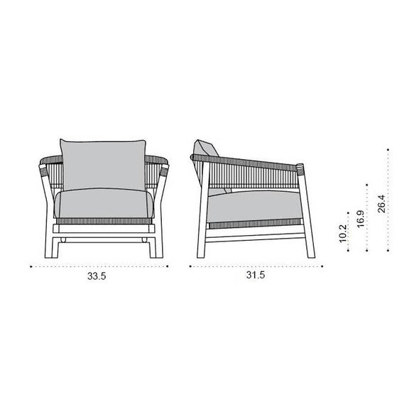 Kilt Outdoor Lounge Armchair with Cushion