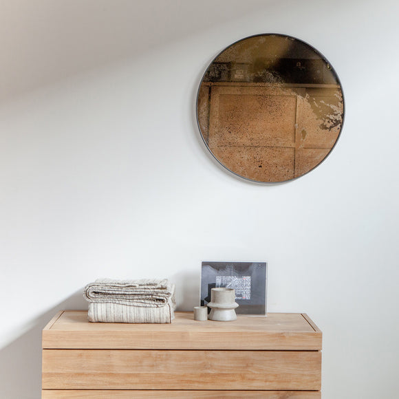 Aged Round Wall Mirror