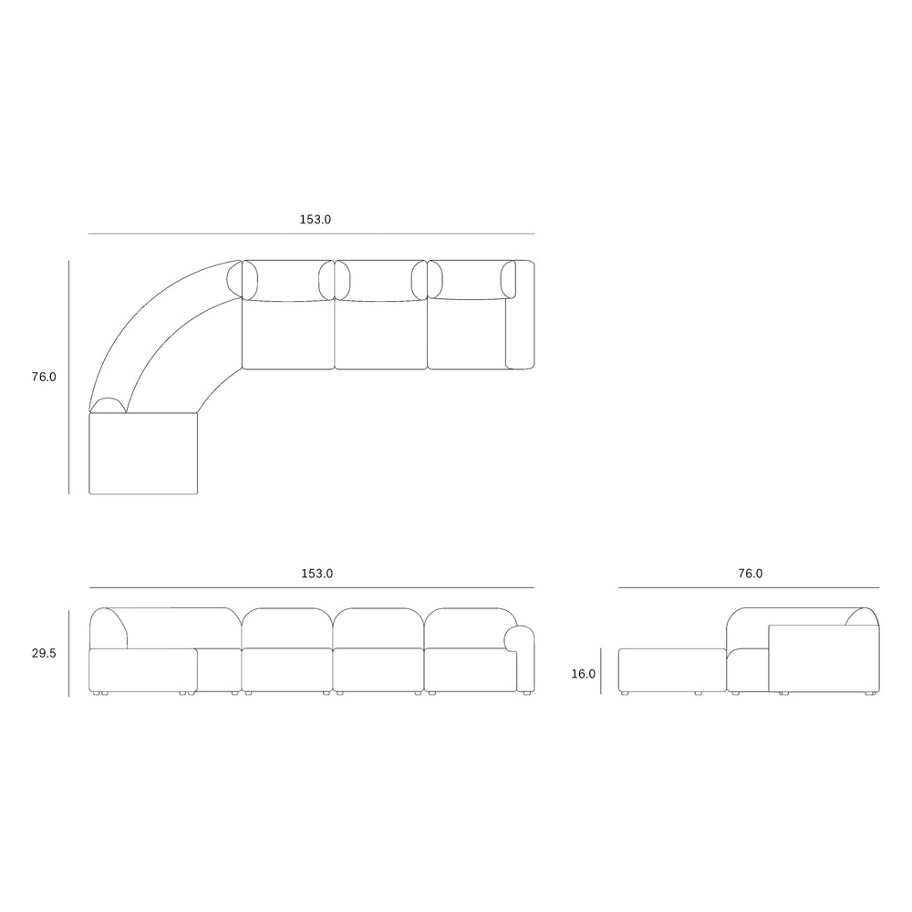 Bulky Modular Sofa Set with Footstool