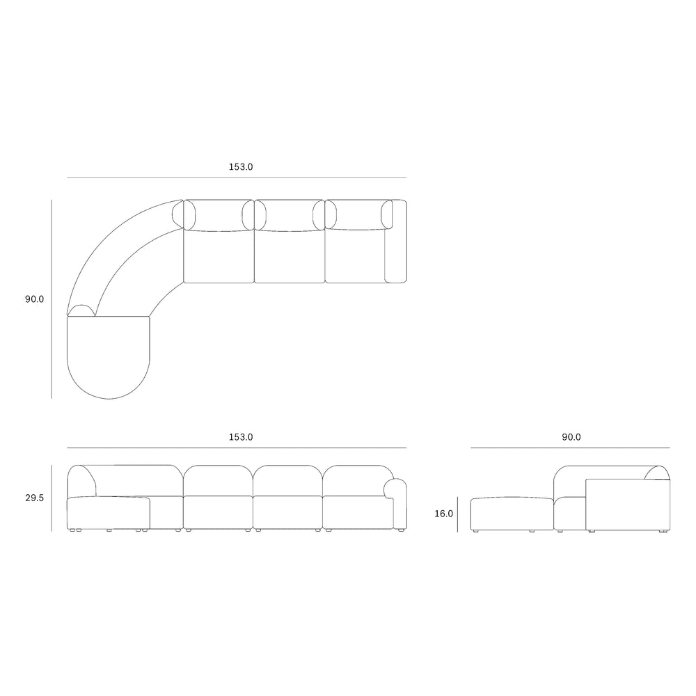 Bulky Modular Sofa Set with Footstool