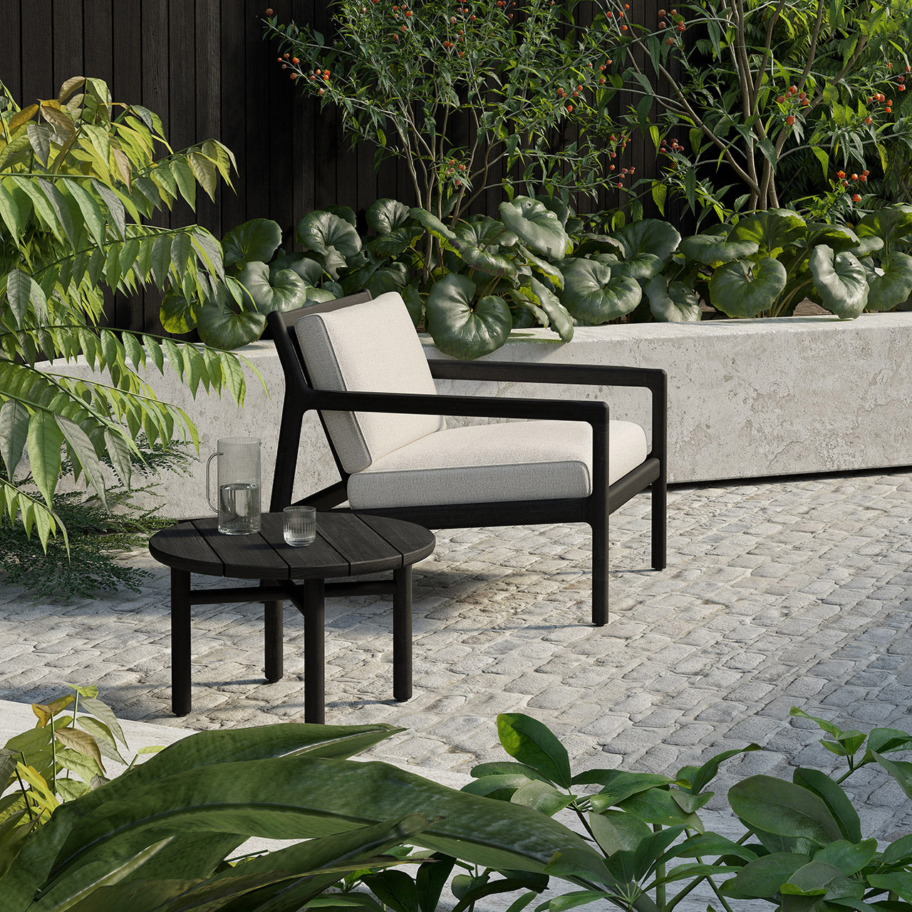 Ethnicraft Jack Outdoor Lounge Chair and Ottoman - 2Modern