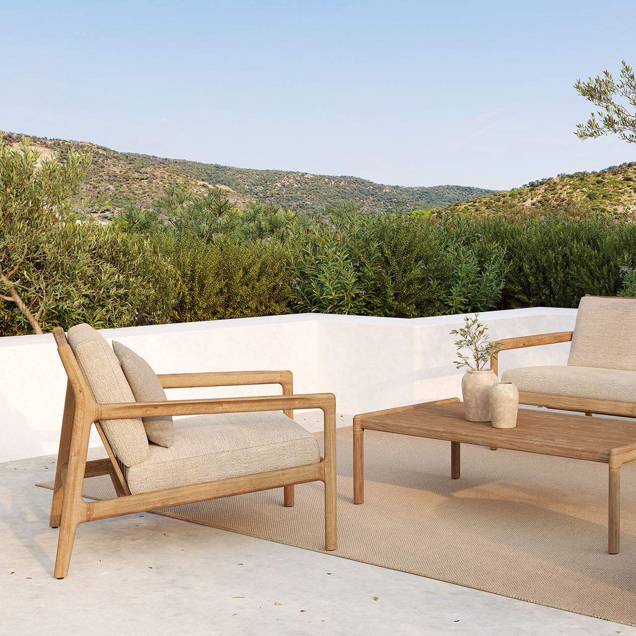 エスニックラタン Ethnicraft Jack Outdoor Lounge Chair and Ottoman - 2Modern