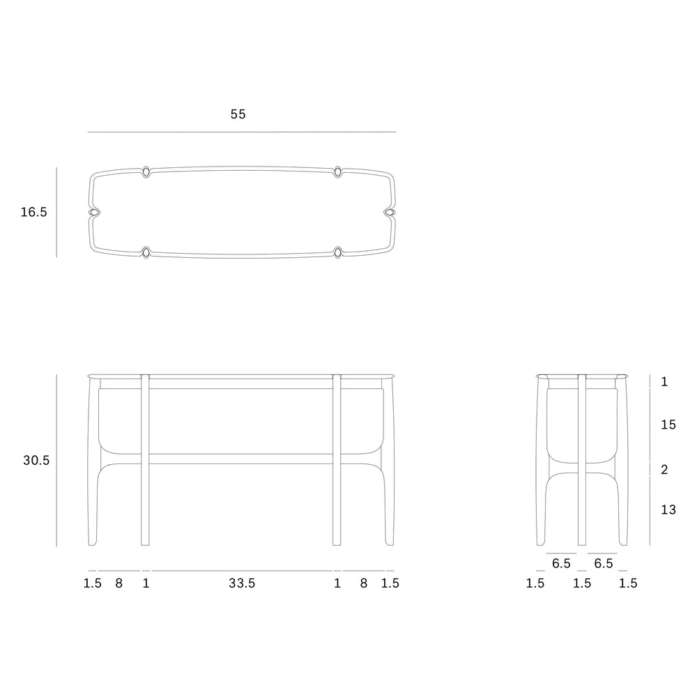 PI Console Table with 6 Legs