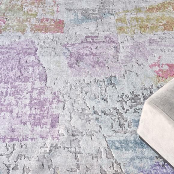 Floor Art Ivory/Gold/Lavender Area Rug