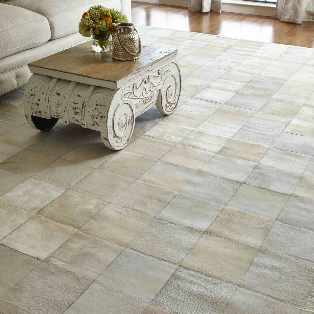 Natural Hide Block Area Rug