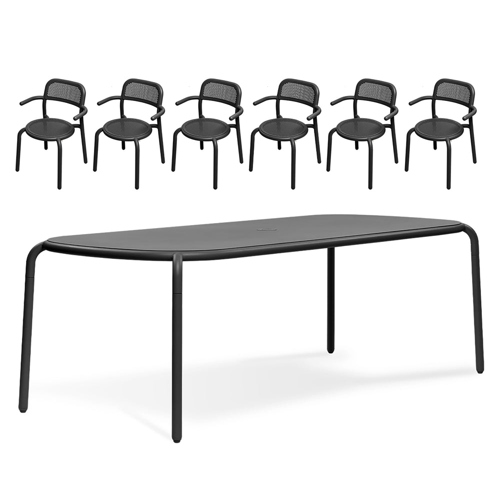 Toni Tablo Table Set with Six Outdoor Armchairs