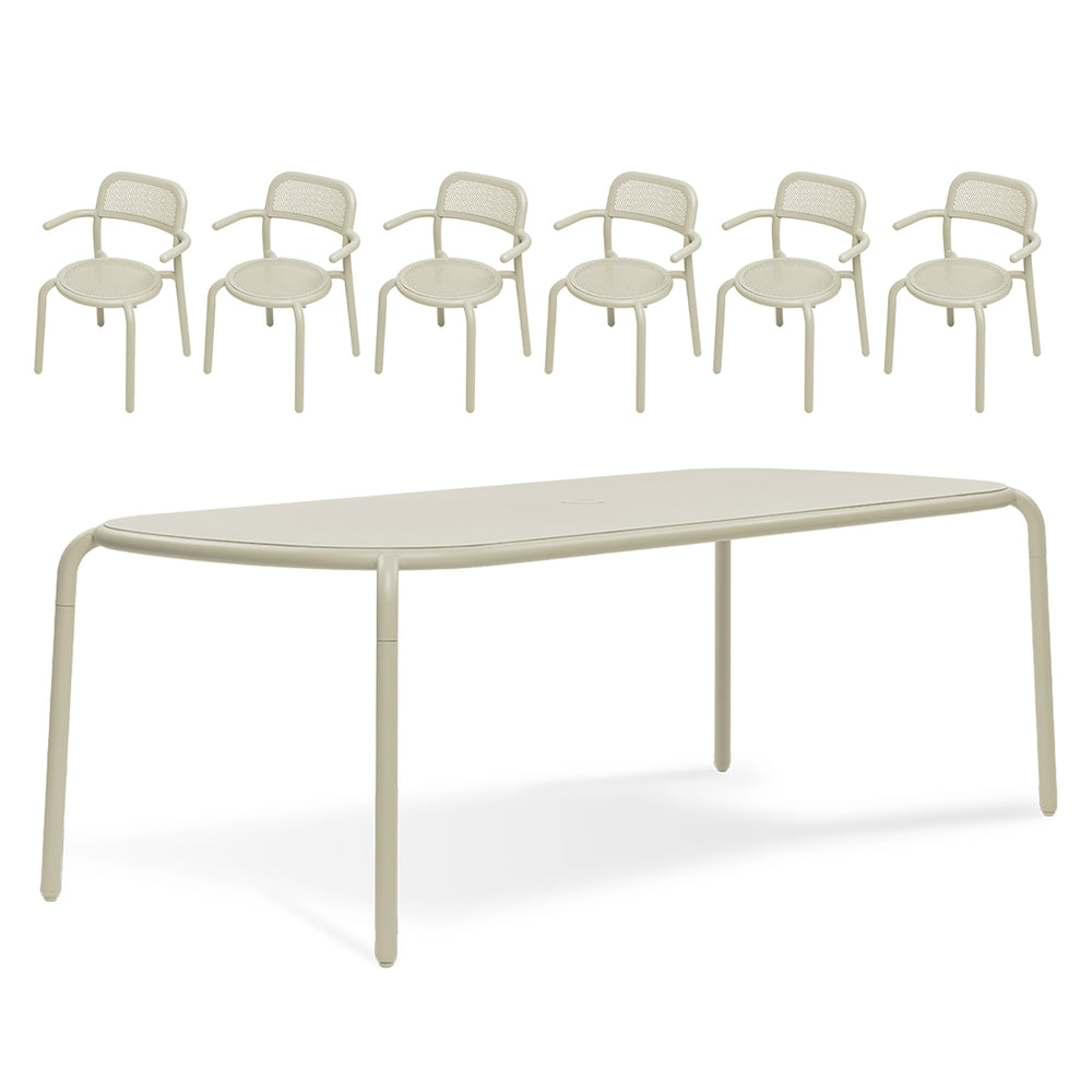 Toni Tablo Table Set with Six Outdoor Armchairs