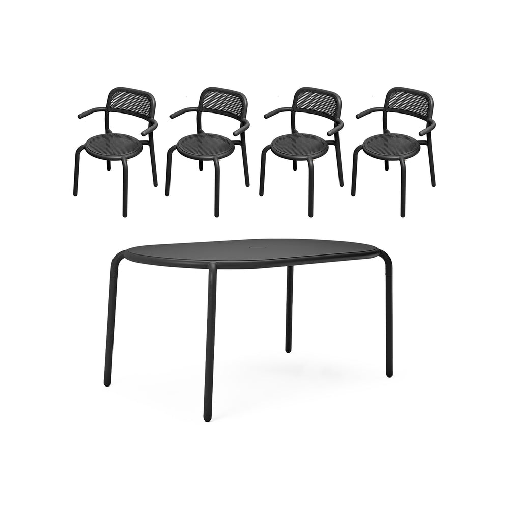 Toni Tavolo Table Set with Four Outdoor Armchairs