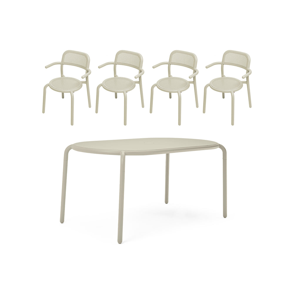 Toni Tavolo Table Set with Four Outdoor Armchairs