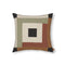 Border Patchwork Throw Pillow  option Dark Sage / Red Brown