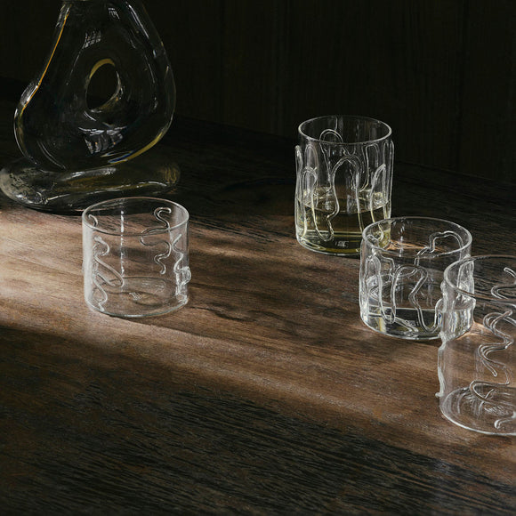 D) Bar Glasses Sets For The Home Set Of 6, Wavy Modern Design Highbal