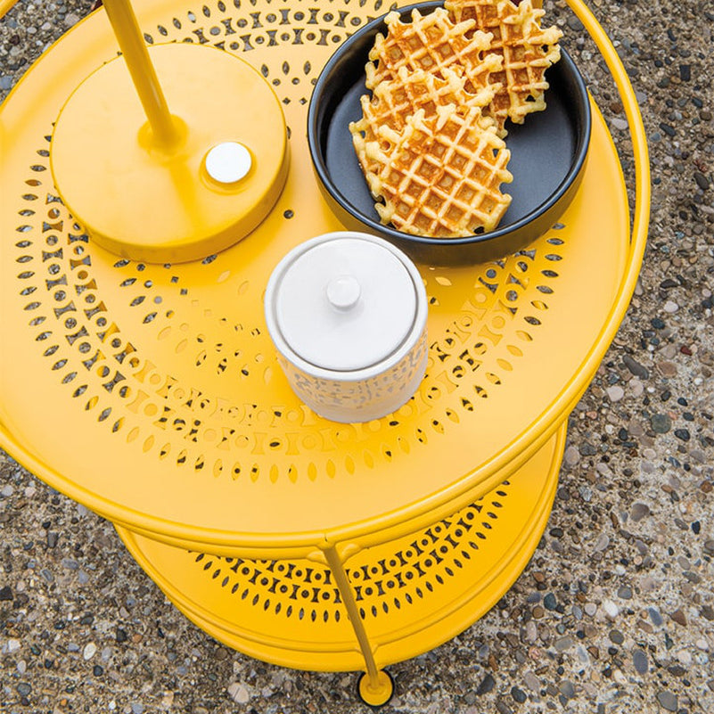 Guinguette Double Top Perforated Outdoor Side Table