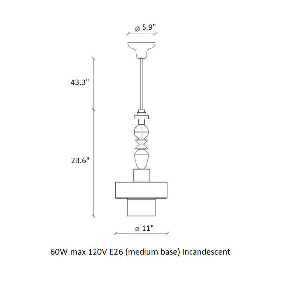 Deco Lariat Cylindrical Pendant Light