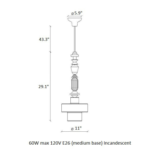 Deco Lariat Cylindrical Pendant Light