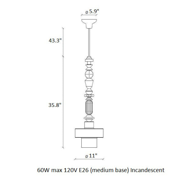 Deco Lariat Cylindrical Pendant Light